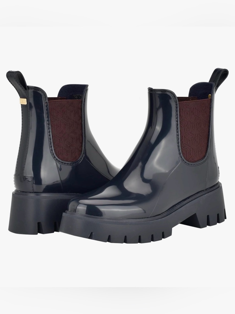 Tommy Hilfiger Dipit Lug Sole Rain Boot Navy Blue Maroon Women’s US 8